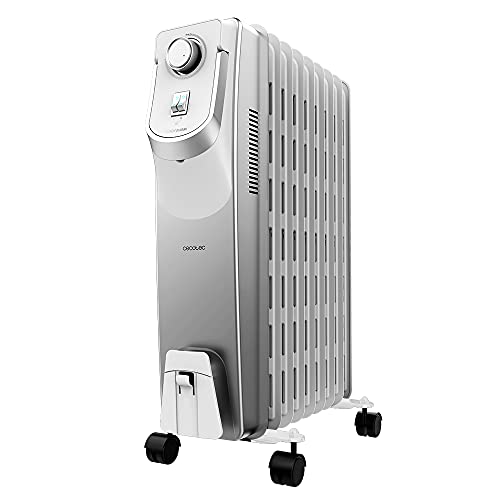 Cecotec Öl-Radiator ReadyWarm 9000 Space 360º. 2000 W, 9 Module, 3 Leistungsstufen, Kabelaufbewahrung, einfacher Steuerung, Griff, Rädern und doppeltem Sicherheitssystem, 22 m², Weiss