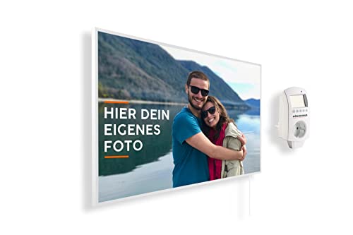 Könighaus Eigenes Bild & Foto Infrarot Heizung mit TÜV SÜD & 5 Jahren Garantie - Made in Germany (Lade DEIN eigenes Motiv hoch und mach dir ein Einzelstück) (800W-Weißer Rahmen) - inkl. Thermostat